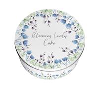 Purely Home Blooming Lovely Large Cake Tin - Blue & Purple Floral Homeware Gifts Round Metal Storage Container for Baking 23 x 10cm