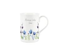 Purely Home Blooming Lovely Nana Mug - Blue & Purple Floral Tea/Coffee Bone China Cup Gifts