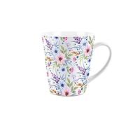 Purely Home Blue and Purple Floral Small Latte Mug - Ceramic White Tea/Coffee Present Gift