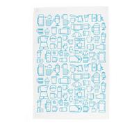 Purely Home Blue Barista Tea Towel - Tea & Coffee Themed Panama Cotton Kitchen Gift