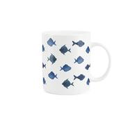 Purely Home Blue Fish Mug - Aquatic Sealife Themed Gift/Present - White Bone China Coffee/Tea Hot Drinks Cup