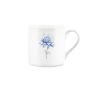 Purely Home Blue Floral Mug - Dahlia Flower Illustration Bone China Mug - Tea/Coffee Cup Present/Gift