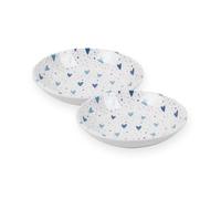 Purely Home Blue Hearts Melamine Plastic Pet Saucers Set of 2 - Cat Feeding Dishes