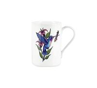 Purely Home Blue Hummingbird Flower Mug - Bone China Style White Mug Coffee/Tea Present Gift