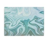 Purely Home Blue Marbled Worktop Protector - Large Smooth Glass Chopping Board