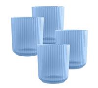 Purely Home Blue Matte Plastic 15Oz Ribbed Drinking Tumbler Cups - Set Of 4