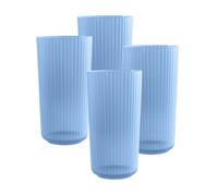 Purely Home Blue Matte Plastic 21Oz Ribbed Jumbo Drinking Cups - Set Of 4