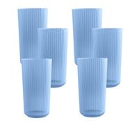 Purely Home Blue Matte Plastic 21Oz Ribbed Jumbo Drinking Cups - Set Of 6