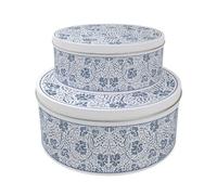 Purely Home Blue Oak Leaves & Berries Round Nesting Cake Tin Set - Baking Storage Gift