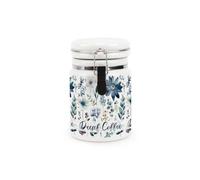 Purely Home Blue Pastel Flowers Decaf Coffee Canister - Pretty Watercolour Floral Gift - Ceramic Kitchen Storage Container With Clip Lid 400Ml