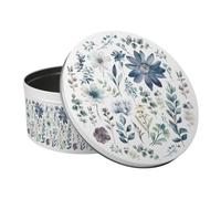 Purely Home Blue Pastel Flowers Large Cake Tin - Floral Kitchen Bakeware Gifts For Her - Round Metal Storage Container For Baking 23 X 10Cm