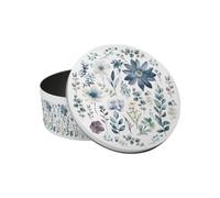 Purely Home Blue Pastel Flowers Small Cake Tin - Floral Kitchen Bakeware Gifts For Her - Round Metal Storage Container For Baking 18 X 7Cm
