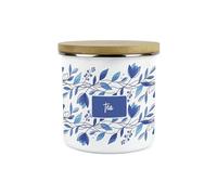 Purely Home Blue Petals Tea Canister - 1.2L Large Enamel Metal Kitchen Storage Container Gift