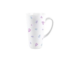 Purely Home Blue & Pink Hearts Large Mug - Love Themed Gifts for Anniversary/Valentines/Galentines - 400ml Ceramic Latte-Style Cup Housewarming Present Idea