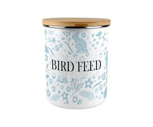 Purely Home Blue Rabbits Bird Feed Storage Canister - Wildlife & Nature 2.7L Extra-Large Enamel Container Gifts for Bird Lovers