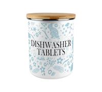 Purely Home Blue Rabbits Dishwasher Tablets Storage Canister - Wildlife & Nature 2.7L Extra-Large Enamel Kitchen & Cleaning Tin Gifts
