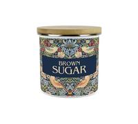 Purely Home Blue Strawberry Thief Brown Sugar Canister - 1.2L Large William Morris Inspired Tapestry Artwork Enamel Kitchen Storage Gift