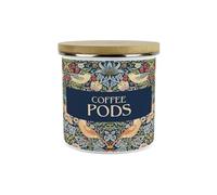 Purely Home Blue Strawberry Thief Coffee Pods Canister - 1.2L Large William Morris Inspired Tapestry Artwork Enamel Kitchen Storage Gift