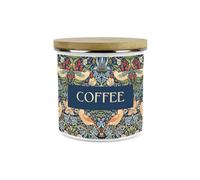 Purely Home Blue Strawberry Thief Coffee Storage Canister - Morris Inspired Tapestry Artwork - Enamel Hot Drinks Kitchen Container