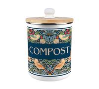 Purely Home Blue Strawberry Thief Compost Caddy - Metal 2L Kitchen Food Waste Bin