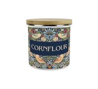 Purely Home Blue Strawberry Thief Cornflour Canister - 1.2L Large William Morris Inspired Tapestry Artwork Enamel Kitchen Storage Gift