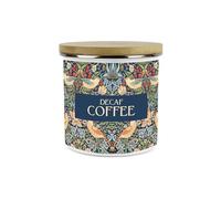 Purely Home Blue Strawberry Thief Decaf Coffee Storage Canister - Morris Inspired Tapestry Artwork - Tea/Coffee/Sugar Enamel Hot Drinks Kitchen Container