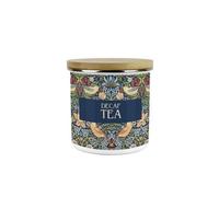 Purely Home Blue Strawberry Thief Decaf Tea Storage Canister - Morris Inspired Tapestry Artwork Gifts - Medium Enamel Kitchen Container