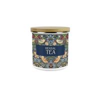 Purely Home Blue Strawberry Thief Herbal Tea Storage Canister - Morris Inspired Tapestry Artwork Gifts - Medium Enamel Kitchen Container