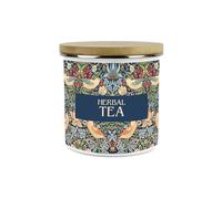 Purely Home Blue Strawberry Thief Herbal Tea Storage Canister - Morris Inspired Tapestry Artwork - Tea/Coffee/Sugar Enamel Hot Drinks Kitchen Container