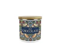 Purely Home Blue Strawberry Thief Hot Chocolate Storage Canister - Morris Inspired Tapestry Artwork Gift - Medium Enamel Kitchen Container