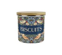 Purely Home Blue Strawberry Thief Small Biscuits Storage Canister - Morris Inspired Tapestry Artwork - Floral Enamel Kitchen Container