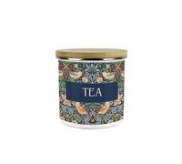 Purely Home Blue Strawberry Thief Tea Storage Canister - Morris Inspired Tapestry Artwork Homeware Gifts - Medium Enamel Kitchen Container