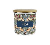 Purely Home Blue Strawberry Thief Tea Storage Canister - Morris Inspired Tapestry Artwork - Tea/Coffee/Sugar Enamel Hot Drinks Kitchen Container