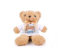 Purely Home Blue Tartan Birthday Teddy Bear - Plush Teddy Gift with T-Shirt
