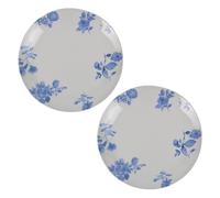 Purely Home Blue & White Cottage Floral Melamine Plastic Dinner Plates Set of 2 - Outdoor Dining Reusable Dinnerware Gift Set - Dishwasher Safe & Break-Resistant