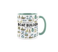 Purely Home Boat Builder Mug Fun Trades Gift - White And Turquoise Coffee/tea Present Mug Gift