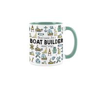 Purely Home Boat Builder Mug Fun Trades Gift - White and Turquoise Coffee/Tea Present Mug Gift
