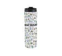 Purely Home Boat Builder Travel Mug - Novelty Trades Gift Stainless Steel Vacuum-Sealed Double-Walled Hot/cold Drinks Travel Flask