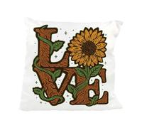 Purely Home Boho Love Sunflower Cushion - Floral Text Soft Throw Pillow Décor Gift, 38x38cm