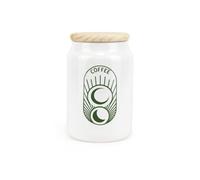 Purely Home Boho Minimalist Ceramic Coffee Canister - Simplistic Bohemian Floral Kitchen Gift - Kitchen Storage Container & Wooden Lid 600Ml