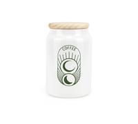 Purely Home Boho Minimalist Ceramic Coffee Storage Canister - Simplistic Bohemian Floral Kitchen Decor Gift - Kitchen Food Storage Container & Wooden Lid 600ml (14.5cm x 9.5cm)