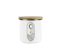 Purely Home Boho Minimalist Decaf Coffee Storage Canister - Simplistic Floral Kitchen Decor Gift - Metal/enamel Hot Drinks Storage Container