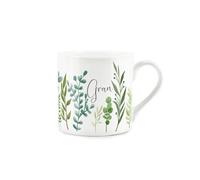 Purely Home Bone China Gran Mug - Green Leaf Foliage Gran Gift Coffee/tea Mug - Present For Gran