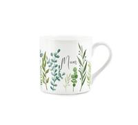 Purely Home Bone China - Green Leaf Foliage Mum Gift Coffee/tea Mug - Present For Mum