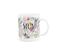 Purely Home Bone China Watercolour Floral Mum Mug - Pastel Flowers Cup Gift
