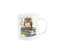 Purely Home Book Mug - Owl Literature Themed Gift/Present for Readers - Tea/Coffee White Bone China Mug
