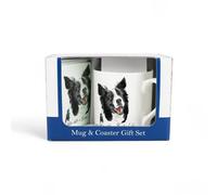 Purely Home Border Collie Mug & Coaster Gift Set - Lifes Better With A Border Collie - Bone China Mug And Glass Coaster Set