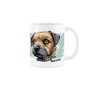 Purely Home Border Terrier Dog Mug - Cartoon Fun Novelty Gift for Dog Lovers - Tea/Coffee Ceramic White Cup