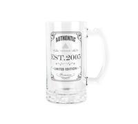 Purely Home Born in 2005 Gift Glass Stein - Vintage Beer Glass Present - 450ml Drinking Cup/Tankard Mug with Handle Gifts for Birthdays