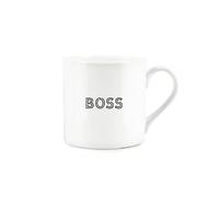 Purely Home Boss Mug - Simple Word Minimalist White Bone China Mug - Coffee/Tea Present Gift for Managers/Workplace